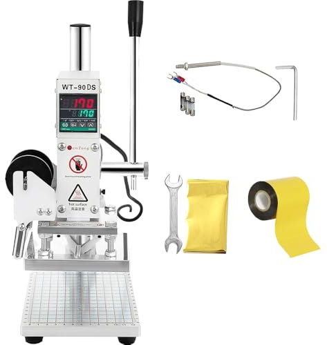 GUILOPOER Heißfolienprägemaschine 5X7CM Heißfolienprägemaschine 300W 300 W Hot Foil Stamping Machine mit Skala Positionierungsschieber, LCD-Bildschirm, Leather Bronzing Printing, Bronzing Machine
