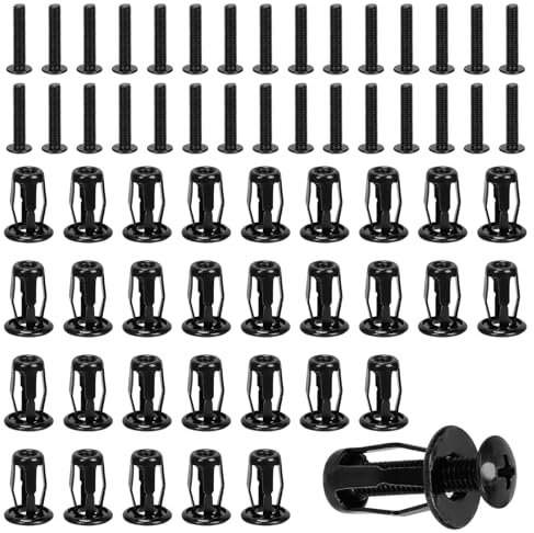 Swpeet 60Pcs M5 hohle Jack Muttern mit flachem Senkkopf Maschinenschrauben Sortiment Kit, Gewindeeinsatz Petal Muttern, Expansionsmutter, Nutserts Schrauben, Flachkopf Phillips Schrauben für Hohlwand
