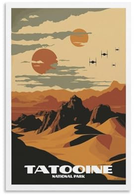 Poster auf Leinwand, Vintage-Film-Reise, Motiv: Star The Wars, Bauernhaus-Galerie, ästhetische Raumdekoration für Schlafzimmer, Badezimmer, 20 x 30 cm