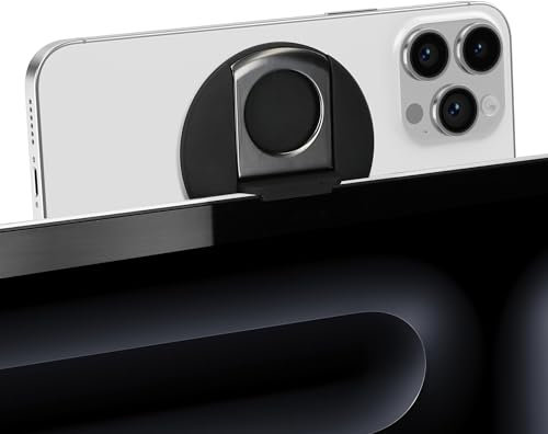 kwmobile Soporte Cámara Continuidad Compatible con Apple Macbook OS Ventura/iOS 16 iPhone 16 15 14 13 12 - Soporte de Cámara Magnético para Portátil - USA Tu Smartphone como Webcam