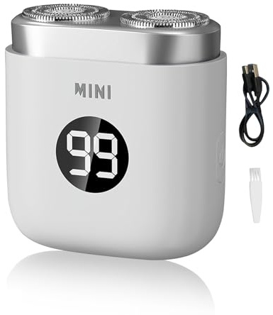 Mini Rasierer Herren Elektrisch, IPX7 Wasserdichter Elektrischer Rasierer Herren, Mini Elektrorasierer Herren 2 in 1 Kabellos Rotationsrasierer für Gesicht Nass und Trockenrasierer (C)