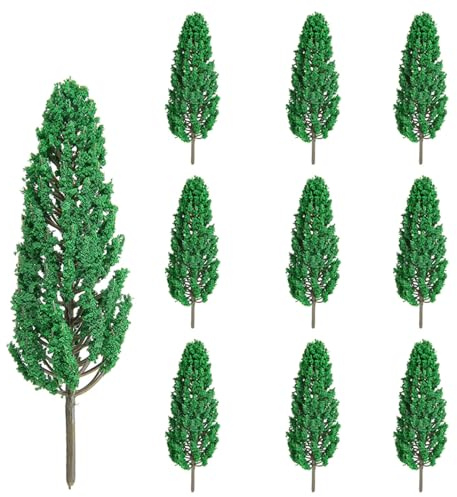 Homeily Model Pine Trees 10-Pack, 6-Inch HO Scale Woodland Scenery Diorama | Micro landscape bush, railroad railway modelling, DIY craft terrain, realistic branch flock, architectural display miniature
