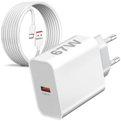 67W Caricatore Rapido Caricabatterie con Cavo per Xiaomi 13 Lite/13 Pro/12T/12 12X/11T 10T 14 15 Ultra,Redmi Note 13 11 P-ro+ 5G/12/11/10 11S/12,Poco F4/X4 Pro/X4 GT/X5 P-ro/F3 X3 M5S Ricarica