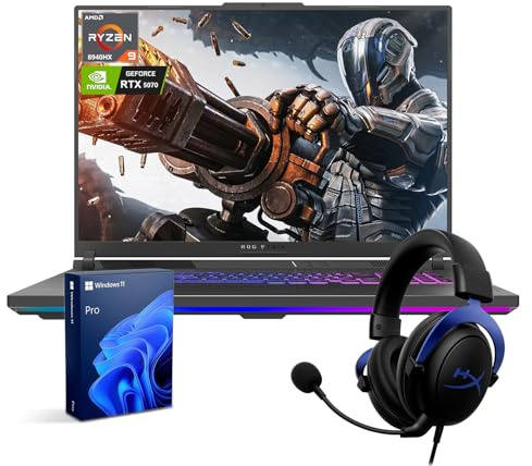 ASUS ROG Strix G18 RTX 5070 Pro Gaming Laptop, 18 ROG Nebula 2.5K 240Hz/3ms, AMD Ryzen 9 8940HX, NVIDIA RTX 5070 con ROG Boost, 64GB DDR5, 4TB SSD, RGB KB, ROG Cooling, Bundle con HyperX Headset