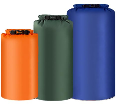 HLIWS 3Pcs Waterproof Dry Bag,Suitable for Outdoor Activities | Polyester,8L+15L+25L,waterproof,easy to carry,for storing clothes and other items that need to be kept dry-orange+green+blue