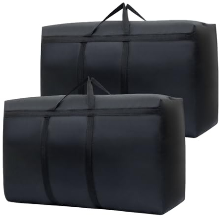 Pabbyeey 2 Pcs 180L Large Storage Bag Extra Large Moving Bags with Zips,Waterproof Jumbo Storage Bags,Oxford Moving Bags for Moving Storage Clothes Bedding Duvet Quilt Blankets Pillow Bedding