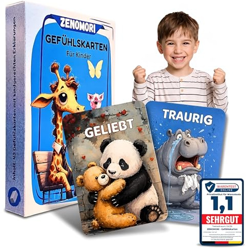 ZENOMORI Gefühlskarten für Kinder - Emotionskarten Set zur Selbstregulation & Achtsamkeit - Montessori inspiriert Lernspiel für Kita, Grundschule & Zuhause - Pädagogisch wertvoll