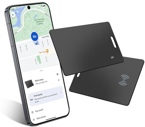2PCS Wallet Tracker Card for Android, Wireless Rechargeable Android Tracker Tag, IP68 Waterproof Suitcase Tracker, G-oogle Certified Wallet Finder for Luggage/Backpacks/Passport