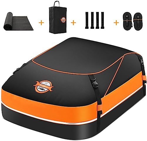 Sailnovo 435 L Auto Dachtasche, Faltbar Wasserdicht Auto Dachbox | 1000D Oxford Dachtasche Auto, 104x91x46cm, 4 Türhaken, für Reisen, mit/ohne Gepäckträger