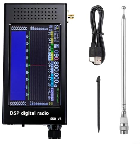 Digital Shortwave Radio SDR-V6 with 4.3 Inch IPS Display, 100 kHz - 149 MHz Frequency Range, CW/AM/SSB/FM Modes, CNC Aluminium Housing, 3000 mAh Battery for HAM Radio and Monitoring (Black)