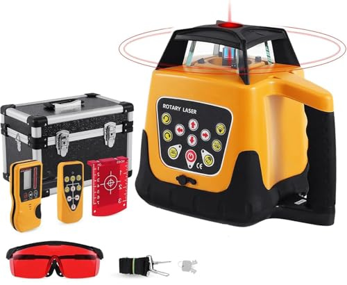XGKEYQOHSV Kit livella Laser Rotante autolivellante con Ricevitore e Telecomando per allineamento a 360 Gradi
