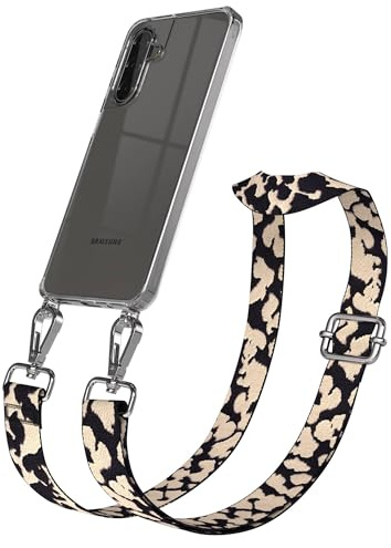 EAZY CASE Handykette - Verstellbares Taschenband kompatibel mit Galaxy A17, Schulterriemen, Handykordel mit Silikon Hülle, Umhängetasche, Taupe Camouflage Silber