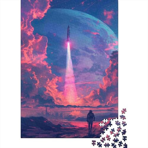 Puzzle 1000 Teile Recycling-Karton Erwachsene Raumschiff Rosa Nebel Himmel Lernspiel Entspannung Wanddeko Geschenk Puzzle-Liebhaber