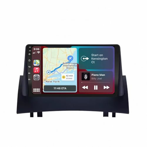 Carplay Radio Coche para Renault Megane 2 2004-2008 Car Play Autoradio Touchscreen Display, Cámara Trasera, Radio FM/RDS Dsp, Micrófono, 4 Nuclear 1G+16G