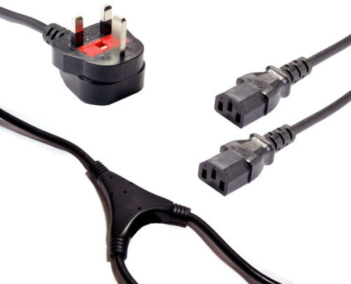 Loops 5m UK 13A Mains to 2 x IEC Y Splitter Power Cable