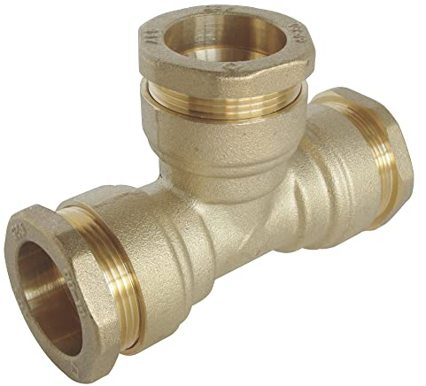 SOMATHERM FOR YOU, Raccord laiton Té égal pour tube PE Ø25 mm - Triple raccordement à 90° - Pression max 20 bars - Température -10° à +80°C - Joint torique EPDM - Norme ACS - Garantie 5 ans