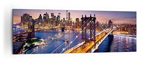 Stampe da Parete Moderne 160x50 cm Quadro su Tela Architettura Città - 2820 | New York U.S.A. America Quadro Decorativo XXL 1 pezzo Soggiorno Camera da Letto Arte da Parete Decorazione da Parete ARTTOR