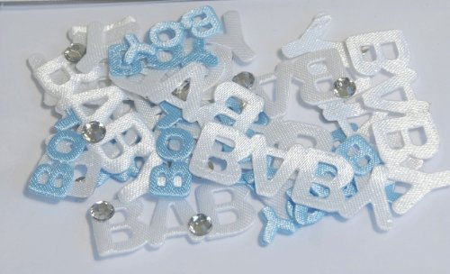 24 Fabric Applique Baby Boy/Girl Shapes, great for Baby Shower (Baby Boy - Blue)