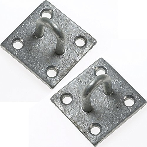 2x 50mm Galvanised Steel Staple on Face Plate–Wire Rope Lashing Cable Loop Mount