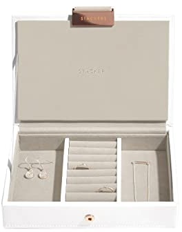 STACKERS Limited Edition White Stackers Schmuckschatulle mit Roségold Beschlägen., weiß, Mini