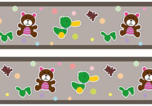 wandmotiv24 Bordüre Babyspielzeug 260cm Breite - Vlies Borte Tapetenbordüre Bordüren Borde Wandborde Baby Teddy Ente M0053