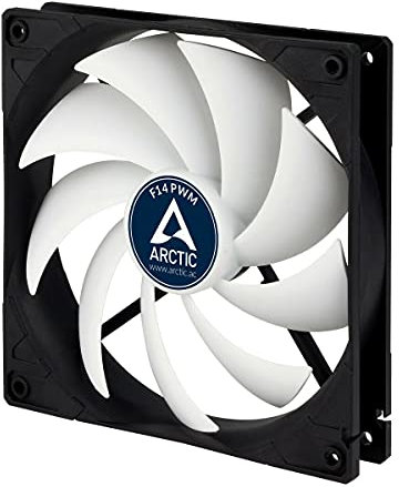 ARCTIC F14 PWM - 140 mm Case Fan, PWM-Signal regulates Fan Speed, quiet motor, Computer, Fan Speed: 200-1350 RPM - Black, White