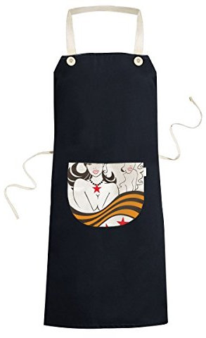 Rusia hembra soldado Patten de chica sexy cocina negro babero delantales de cocina con bolsillo para mujeres hombres Chef regalos