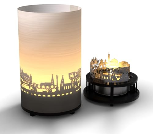 Schwerin Premium Geschenkbox: Silhouette der Hauptstadt Mecklenburg-Vorpommerns als Motivkerze - Schattenspiel, Souvenir, Schwerin Fan, Wohnaccessoire