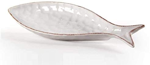 GICOS IMPORT EXPORT SRL Piatto Vassoio Forma Pesce in Ceramica 28 * 9 * 3 cm Decoro Marino ORD-777288