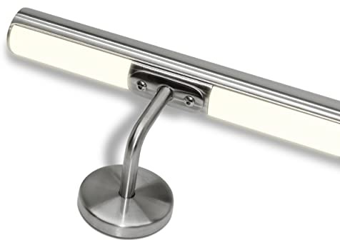 Stainless Steel Stair Handrail | Handrail with LED Warm White Natural Cold Light Multicolour LED Preparation | Made in Italy (360 cm, Handrail with LED Natural Light 4000K)