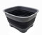 SAMMART 9.1L Collapsible Dishpan with Draining Plug - Foldable Washing Basin - Portable Dish Washing Tub - Space Saving Kitchen Storage Tray (Grey/Black)