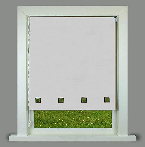 Optimal Products Roller Blinds Easy Fit Trimable Home Office Window Square Eyelet Fabric Blind 160cm Drop (White, 60 x 160 cm)