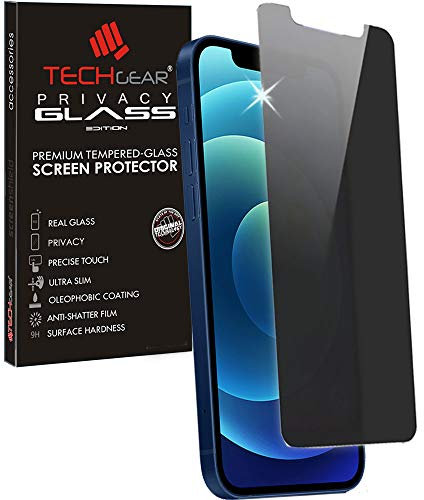 TECHGEAR Anti Spy Screen Protector for iPhone 12 Mini - PRIVACY Filter GLASS Edition Genuine Tempered Glass Screen Protector Guard Cover Compatible with iPhone 12 Mini 5.4