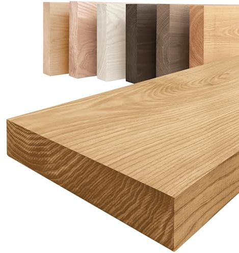 LAMO Manufaktur Estanteria Madera Pared sin Agujeros | Estanteria 80 cm Ancho para salón, Cocina, Oficina | Color: Rustico, Borde: Recto | Madera Maciza, diseño Moderno, Vetas Decorativas