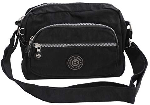 Bag Street kleine Umhängetasche Schultertasche Tasche Freizeit Nylon Bodybag Citytasche - präsentiert von ZMOKA® (Schwarz)