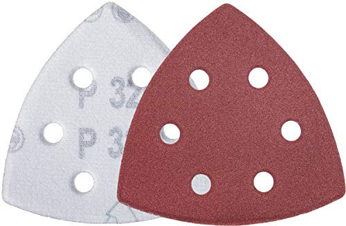YoiYee 320 Grit Delta Sanding Sheet, Hook and Loop Triangle Sandpaper Pad, Sand Paper Disk, 6 Holes, 93 x 93 x 93mm, 20 Pack