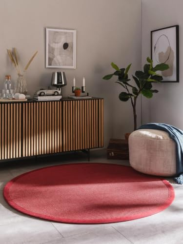 benuta Nest Sisal Naturfaser Teppich Sana - Rot rund 200 cm - Robuster Teppich für Esszimmer & Wohnzimmer - 100% Sisal Naturfaser - Zeitloses Design