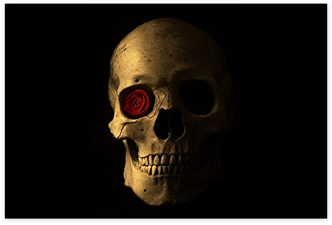Wandsticker No.H1877 Totenkopf mit Rose, 120 x 80 cm