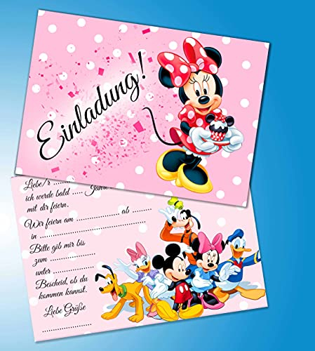 ich Einladungskarten 10er Set + 10 Umschläge Kindergeburtstag kompatibel mit Minnie Maus, Format DIN A6 (Postkarte 148 x 105 mm), 0019