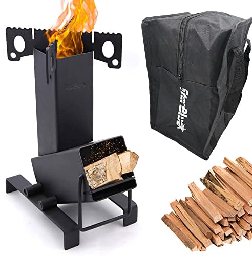 StarBlue - Estufa plegable con bolsa de transporte, una estufa portátil de leña para acampar con gran cámara de combustible, ideal para cocinar al aire libre, camping, picnic, barbacoa, caza, pesca