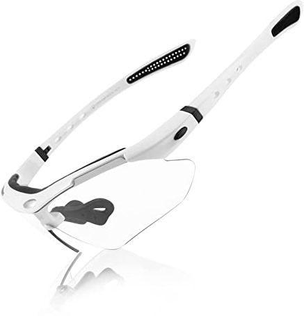 ROCKBROS Photochromic Outdoor Sport Sunglasses UV 400 Protection Cycling Sunglasses TR90 Frame Riding Ski Goggles Eyewear for Driving Running Climbing Fishing Baseball (White)