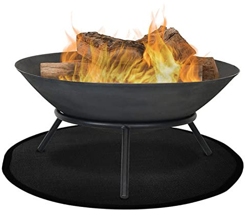 Joyeee Runde feuerfeste Matte unter Feuerstelle, Feuerschalenmatte klein 61 cm, Idee für Grillkochen, Hinterhof-Lagerfeuer, Terrasse und Holzdeck-Hitzeschild, Camping feuerfeste Pad für Outdoor #21