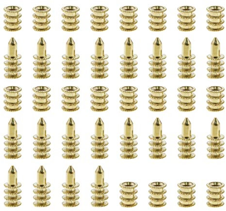 YINETTECH 20PCS Table Bolt Sleeve Connectors Table Leaf Dowel Pins with Sockets Zinc Alloy Table Top Leaf Alignment Pins for Wooden Furniture Cabinet Table Chair