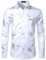 PARKLEES Chemise hipster à manches longues pour homme avec imprimé rose doré, Zzcl22-blanc argent, S
