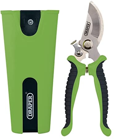 Draper Expert 190mm Bypass Secateurs & Holster Set | Garden Tools Set-2 Piece | Pruning Gardening Hand Tools |Heavy Duty Garden Cutting Tool | Stainless Steel Blades | Safety Lock Feature | 09007