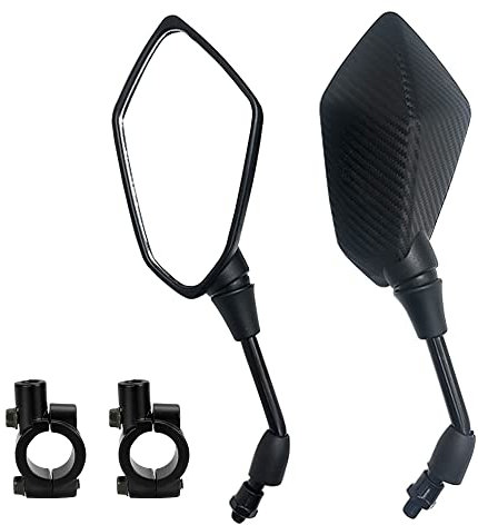 ETOPARS Espejos Retrovisores de Moto 10mm Universales Fibra Carbon Espejos Retrovisores Laterales de Motocicleta Aluminio Espejos del Extremo del Manillar con 7/8 Montaje