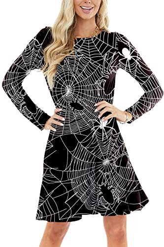 Deerose Damen Valentinstag Kleid Mardi Gras St. Patricks Day Kleider mit Taschen, H | Spinnennetz, X-Groß