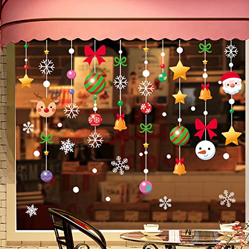 BSITSSS 106 Stück Fensterbilder Weihnachten, Weihnachtsdeko Christmas Decorations Weihnachten Deko, Weinachtsdekorationen Deko Weihnachten Aufkleber Statisch Haftende PVC Weihnachten Aufkleber(D)