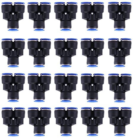 6 mm Y-Form pneumatische Armaturen, 20 Stück Luftleitungsverschraubungen, Kunststoff-Push-Schnellverbindungskupplungen Schlauchkupplung Steckverbinder, Druckluftwerkzeug-Zubehör für Rohrleitungen