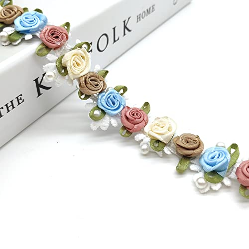 Hayaww 90 Cm Blumen Spitze-Borten Stickerei, Spitzenband Spitzenborte Borten BäNder HäKelspitze Spitzenstoff Basteln Dekoband Borte Diy Handwerk Zierband FüR Kleidung Scrapbooking Haarschmuck (A)
